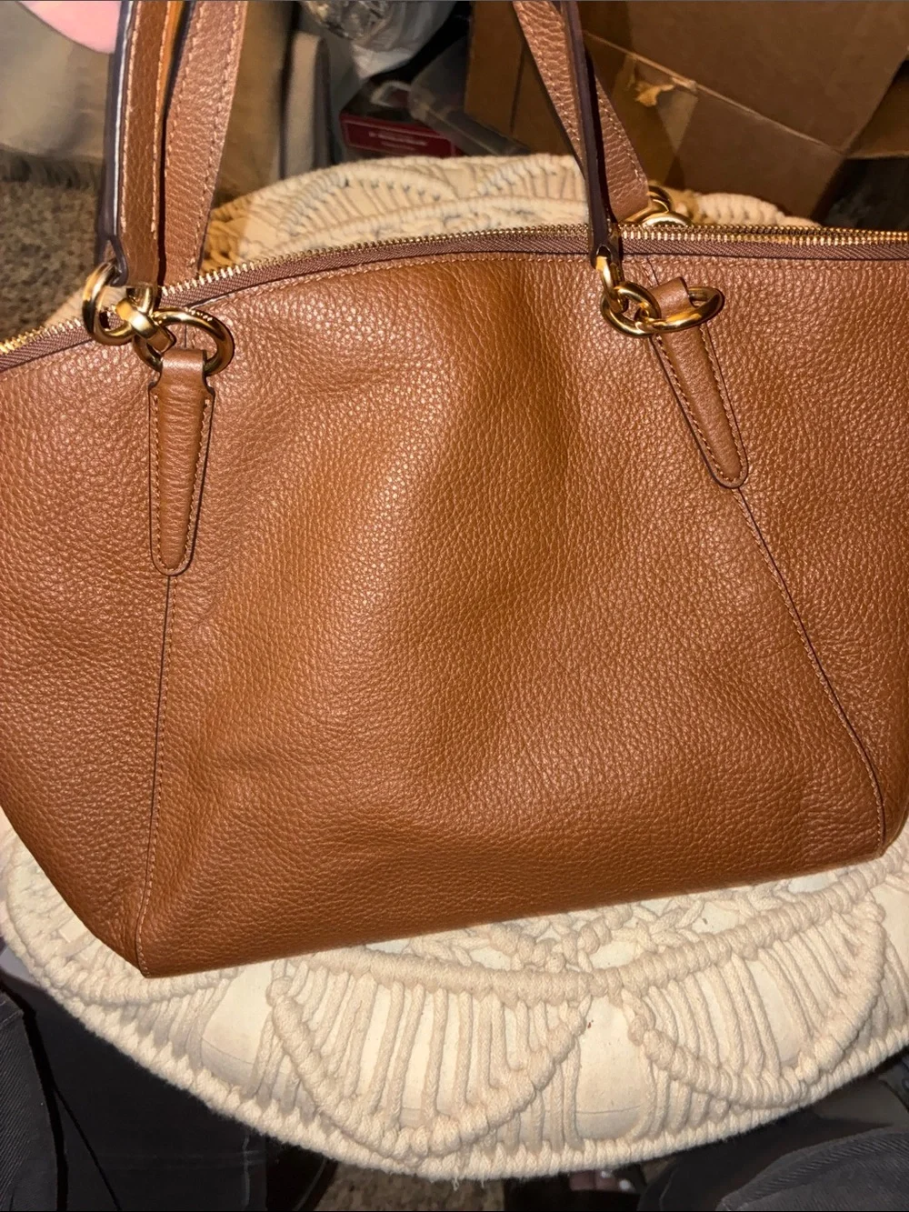 Coach Chestnut Pebbled Leather Shoulder Bag